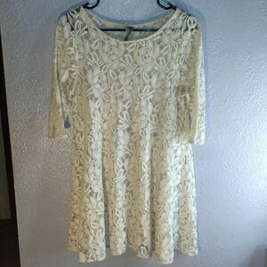 Free People Cream Lace Floral Dress M
